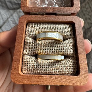 Match His and Hers Mother of Pearl Ring Set Rose Gold Tungsten