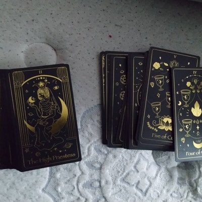 Black Tarot Deck With Downloadable Guide Book 78 Tarot Cards Black and ...