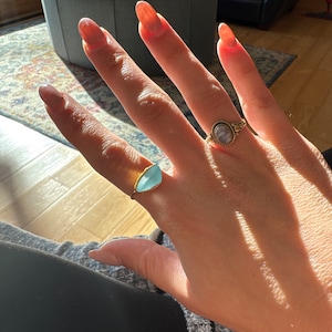 Customer photo from Stevie, Large Raw Sky Blue Topaz Statement Ring