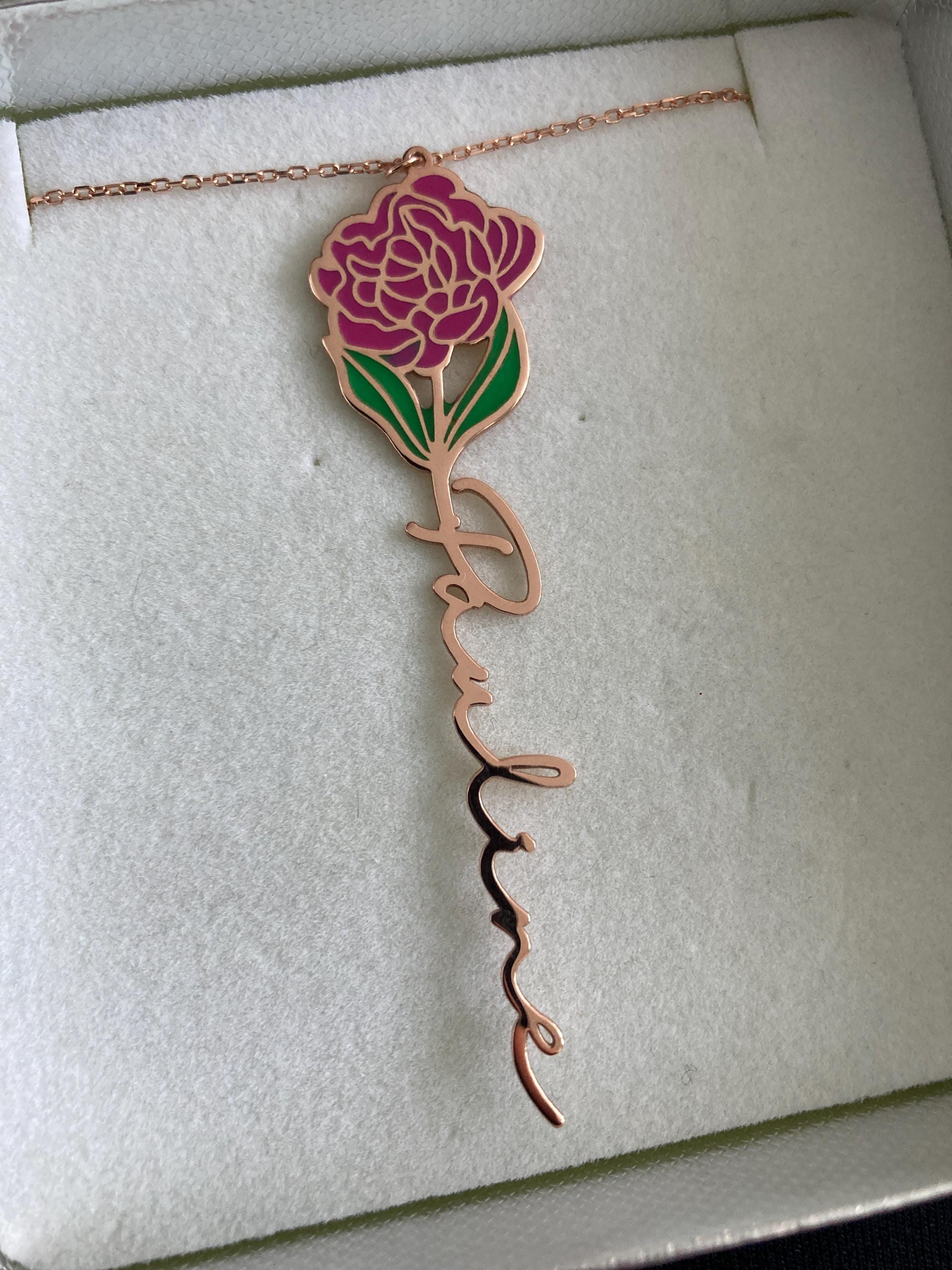 Personalisierte Geburtsblumenkette, personalisierte Namenskette, florale Namenskette, personalisierter Namensschmuck, personalisierte Geschenke für sie, Geburtstagsgeschenke