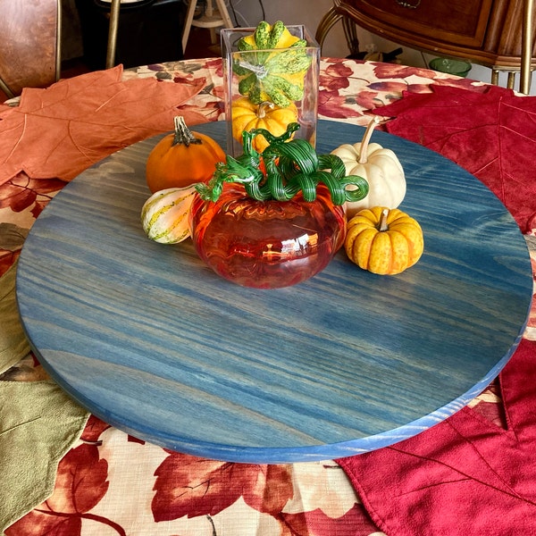 Large Lazy Susan Turntable 24 Inch Lazy Susan Wood Lazy Susan Blue ...