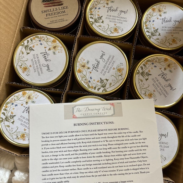 Wildflower Bridal Shower Favor Candles / Personalized 4 Oz. Soy Candle ...