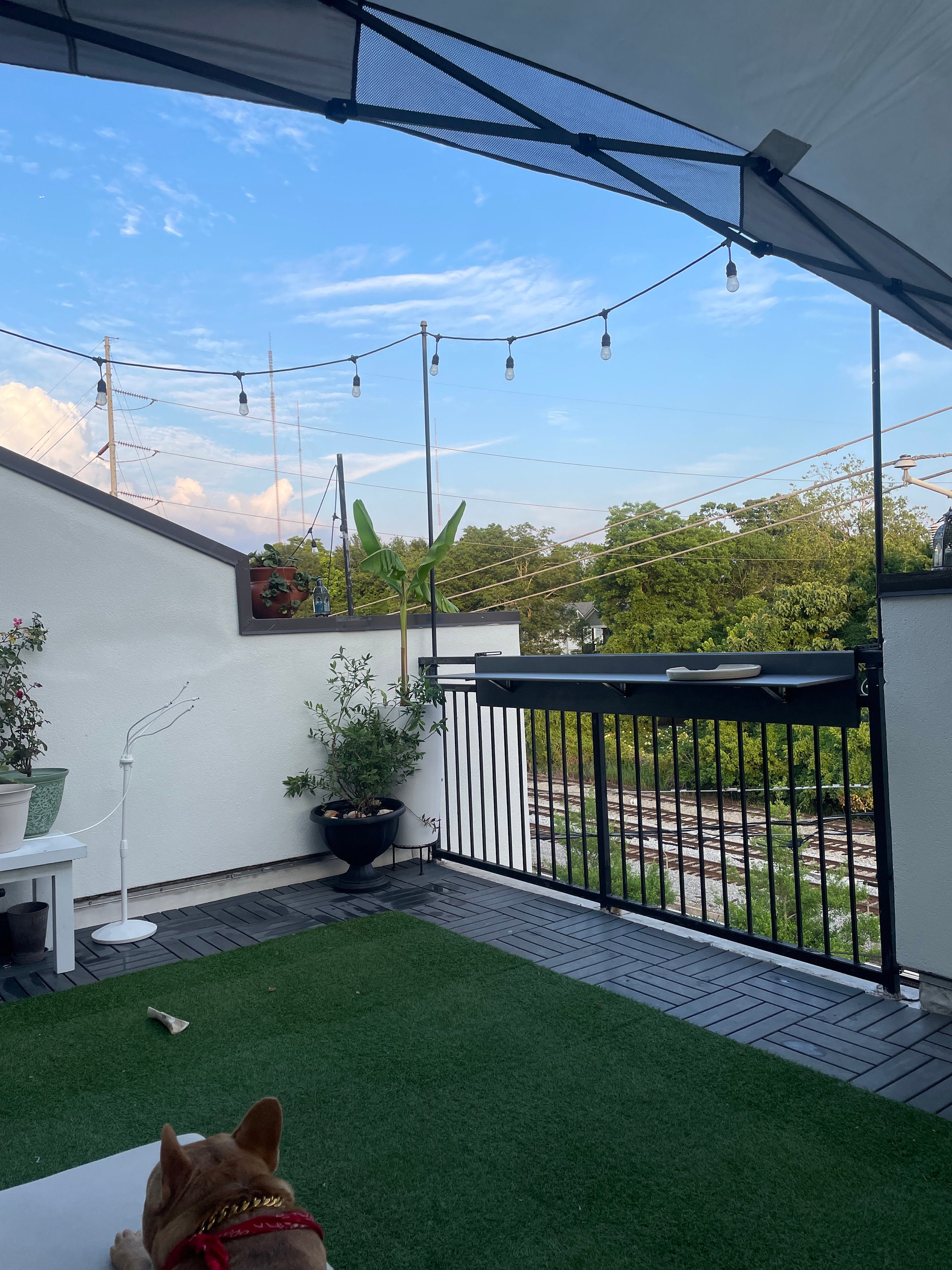 Folding Space Saving Bar Table for Deck, Veranda and Porch Railings, Balcony Bar Table Hanging over Railing, Outdoor Foldable Railing Table