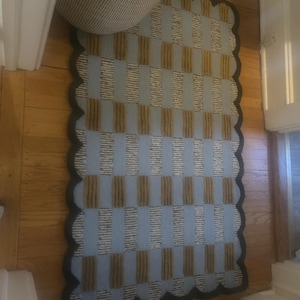 Hand Tufted Irregular Shape Runner Multicolor Wool Area Rug Modern Carpet for Living Room, Kitchen, Entryway, Hallway Contemporary Space