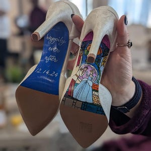 Custom hand painted Sleeping Beauty Stained Glass heels