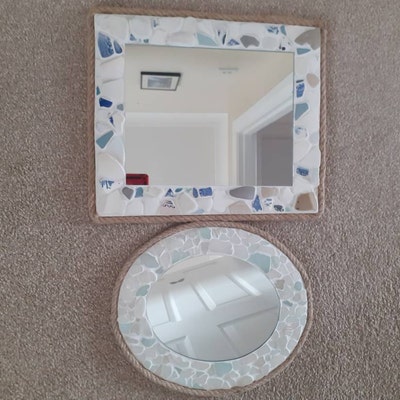 Picture of Large Round Sea Glass Mirror Isle of Wight Beach Home Decor Natural ...