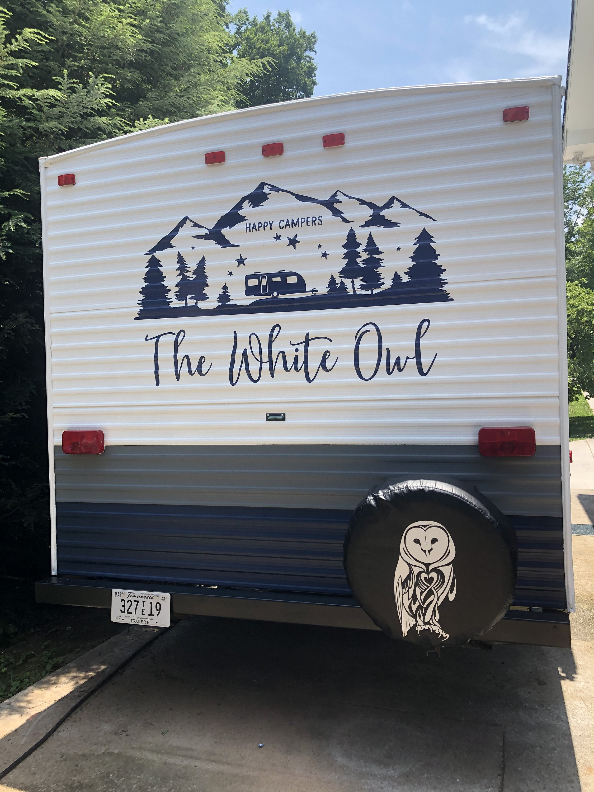 Personalized rv decal, last name decal for rv, happy campers, camper