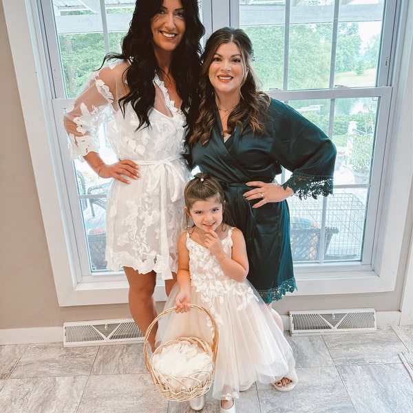 Silky Chunky Lace Robe, Personalized Bridesmaid Robes, Bridal Party ...