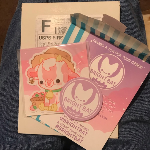 Shortcake the Strawberry Cow - Cute Kawaii Vinyl Sticker | Laptop ...
