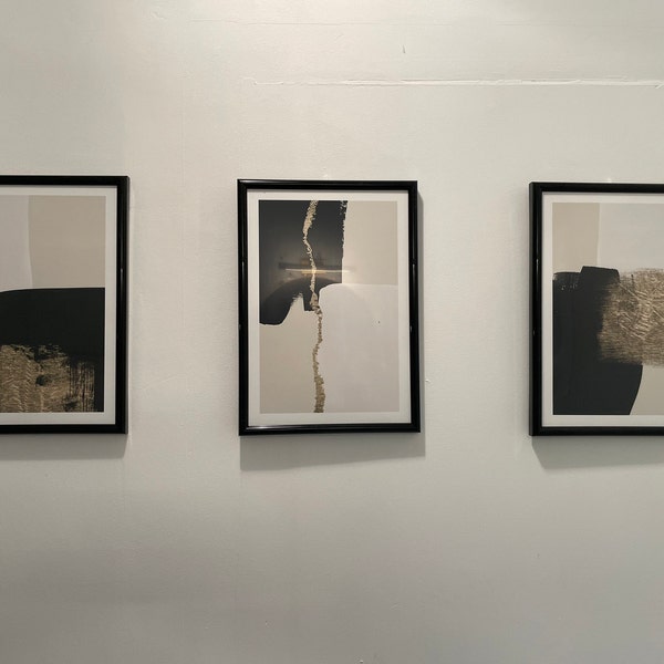 Black and Gold Wall Art · Set of 3 Prints · Black and Beige Wall Art ...