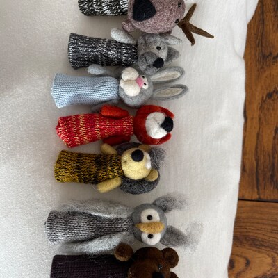 Marionnettes à Doigts Animaux De La Forêt – Set De 7 – Laine Feutrée Fait Main (Ukraine)