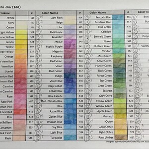 Mitsubishi Uni - 100 Colored Pencil Set - DIY Color Chart / Swatch