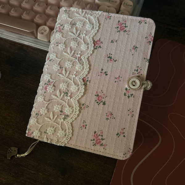 Pink Flower Lace Notebook Original Fabric Journal A5 A6 Handmade Floral ...