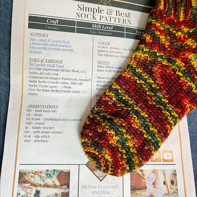 A customer's finished Simple & Best Socks Crochet Pattern + Video