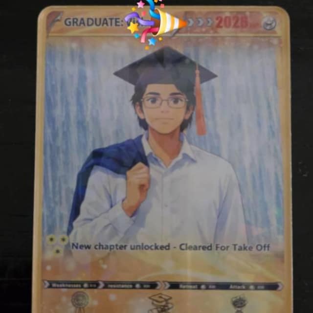 Personalized Pokémon Graduation Card, Custom Anime Photo Grad Gift