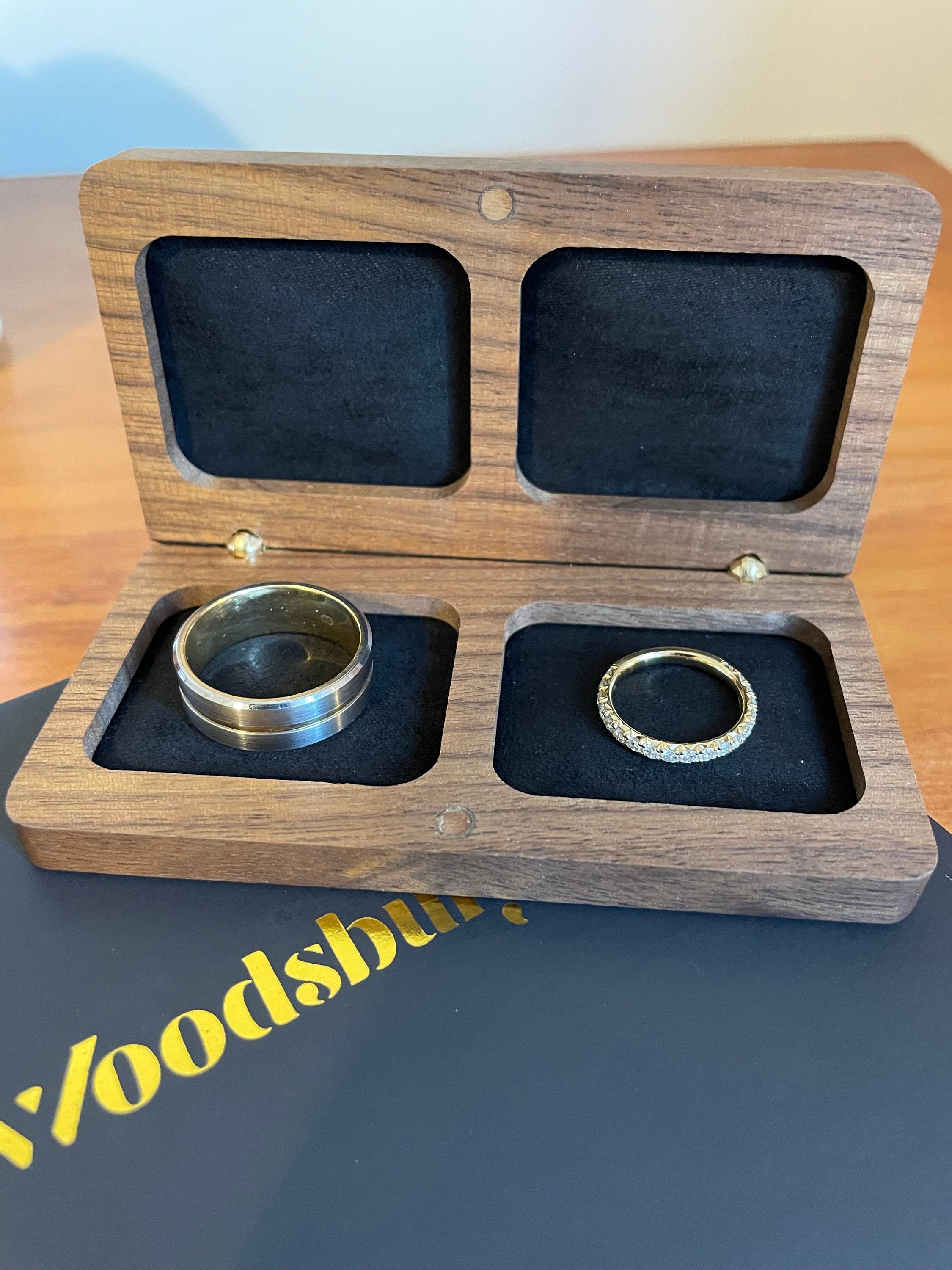 Wedding Ring Box, Wedding Gift, Woodsbury, Anniversary Gift, Wooden Box, Ring Box, Valentine&#39;s Gift, Handmade box, Walnut Timber (Wedding)