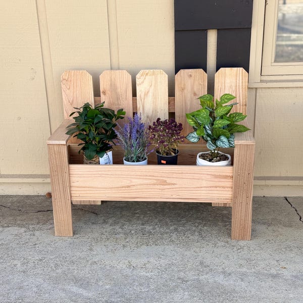 Garden Bench Planter Box Build Plans: Fence Picket Woodworking (PDF ...