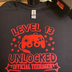 Level 13 Unlocked. Official Teenager. 13th Birthday. Gamer Birthday ...