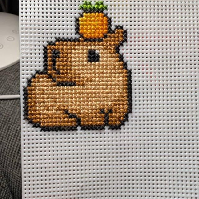Mini Cross Stitch Pattern - Capybara Embroidery Design (PDF