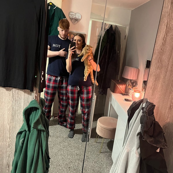 Matching Pyjama Actor Couples Matching Pyjamas, His and Her Pjs, Personalised Tartan Pyjamas ...