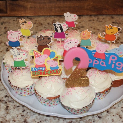 Peppa Pig Cupcake Toppers Set of 12 Peppa Pig Birthday Decorations ...