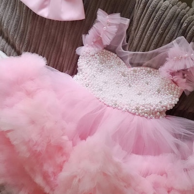 Baby Girl Terry Stuff Dress In Little Wildflower Print Pink Color