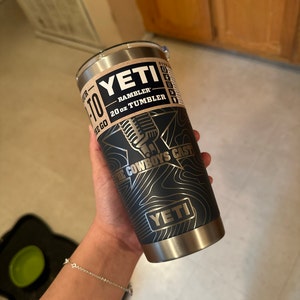 20oz 360 Topography Pattern Laser Engraved on a 20oz Yeti Tumbler With  Magslide Lid. Multiple Colors Available 