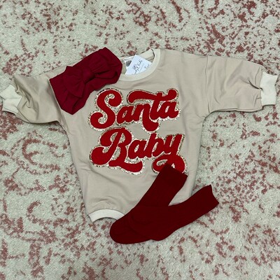 Bailey Boys Baby Knit Green Romper - Santa Claus Face