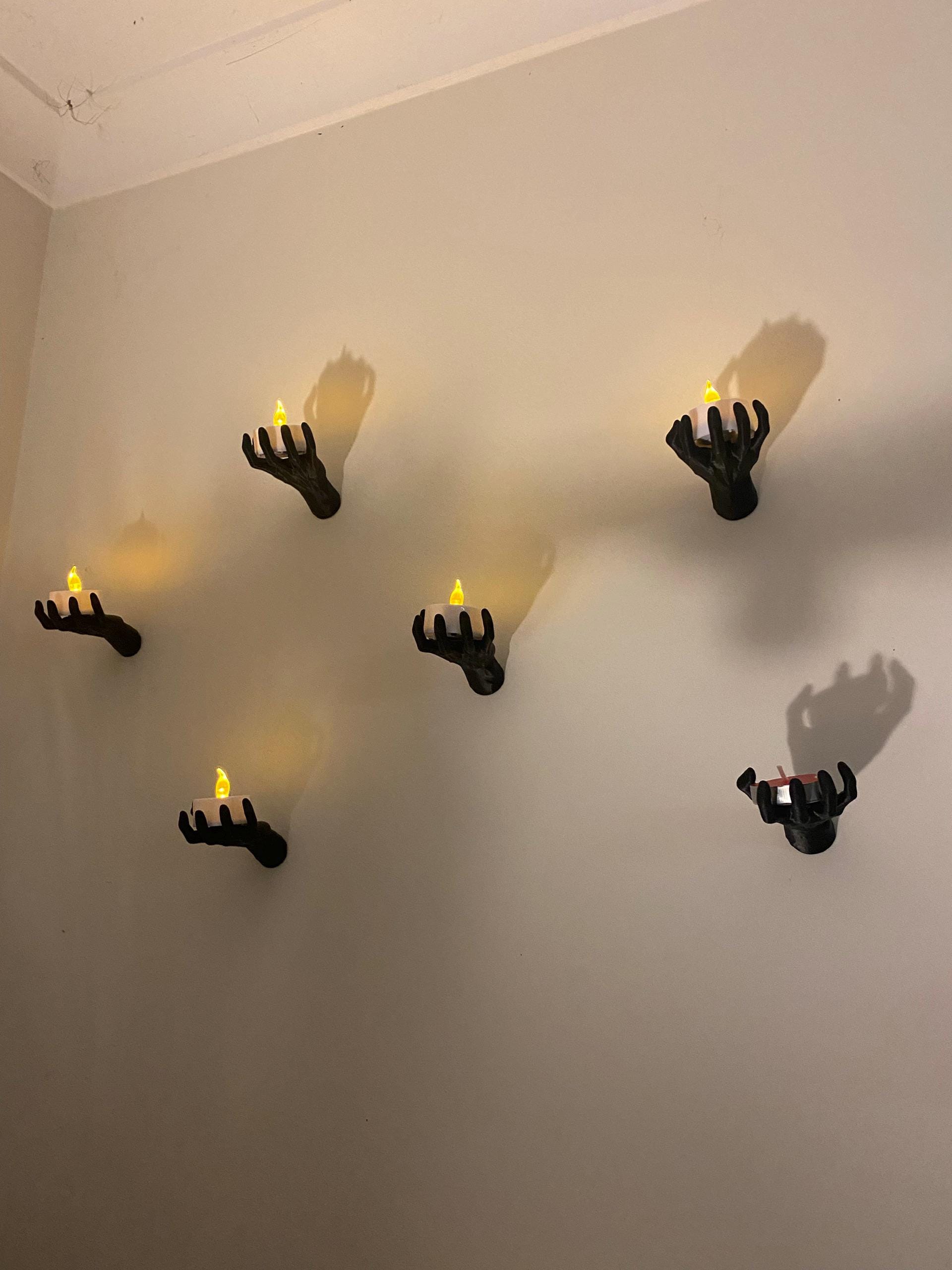 Spooky Hands Wall Candles Tealight Included | Creepy LED Candles for Halloween Wall Decor | Wall Lights| Halloween Decor | Small Spooky Hand