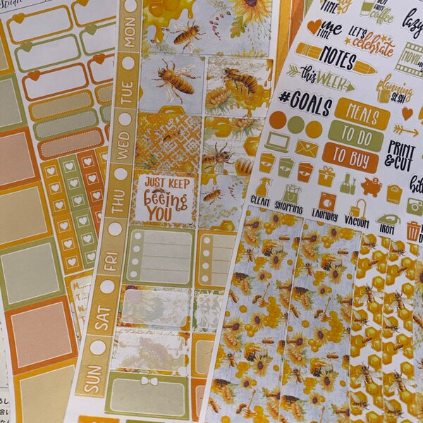 Printable HOBONICHI Weeks Stickers Kit, Honey Bee Planner Stickers ...