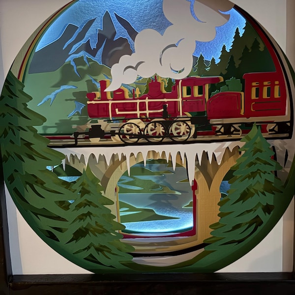Christmas Train Shadow Box SVG, Svg for Cricut Projects, 3D Layered SVG ...