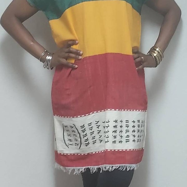 Orange Embroidery Elegant Habesha Dress,Ethiopian Culture
