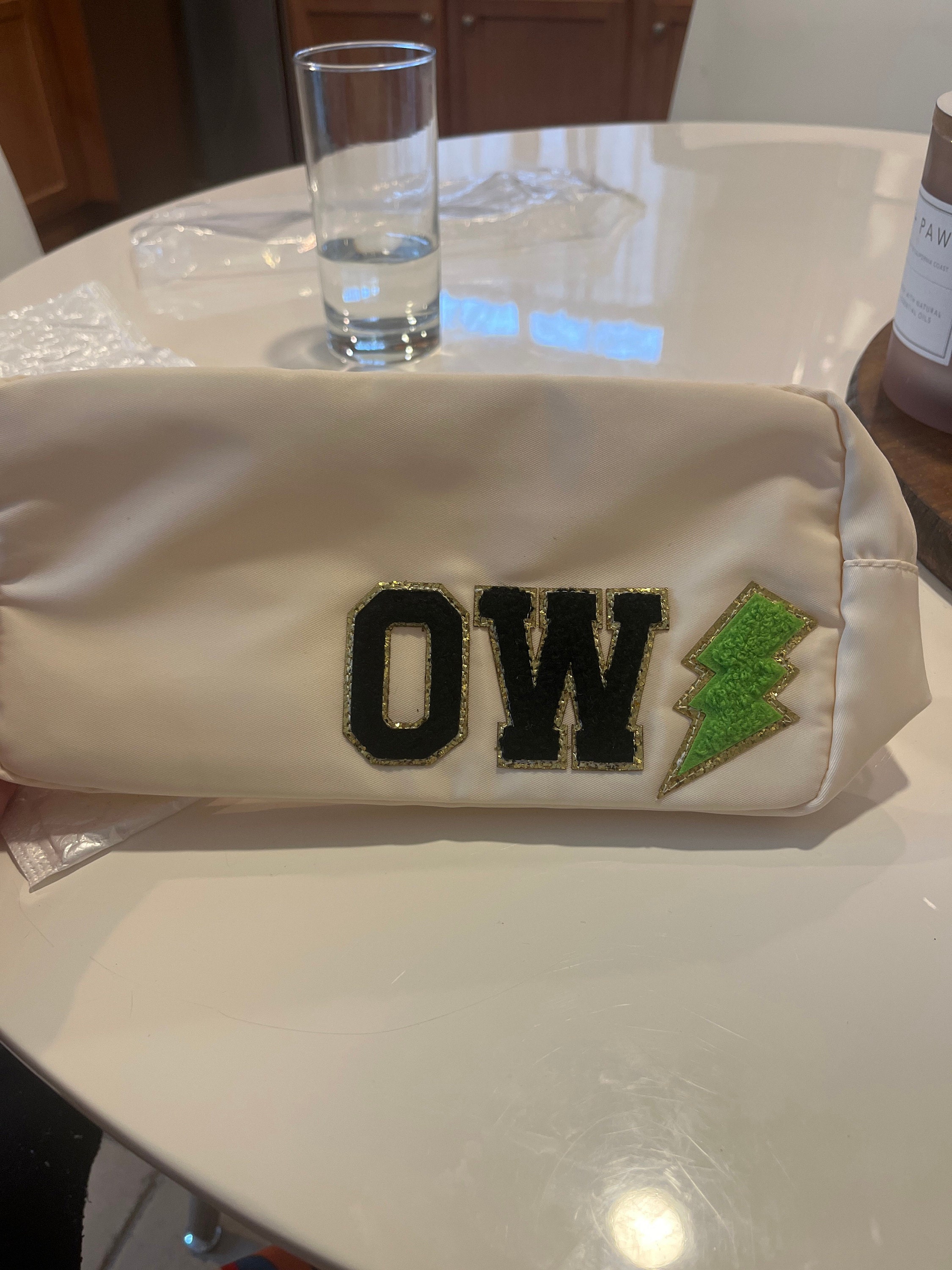 Cosmetic Bag - Makeup bag- Travel Bag- Bag with Patch- Customized Bag- Bridesmaid Gift- graduation gift- college bag- game day