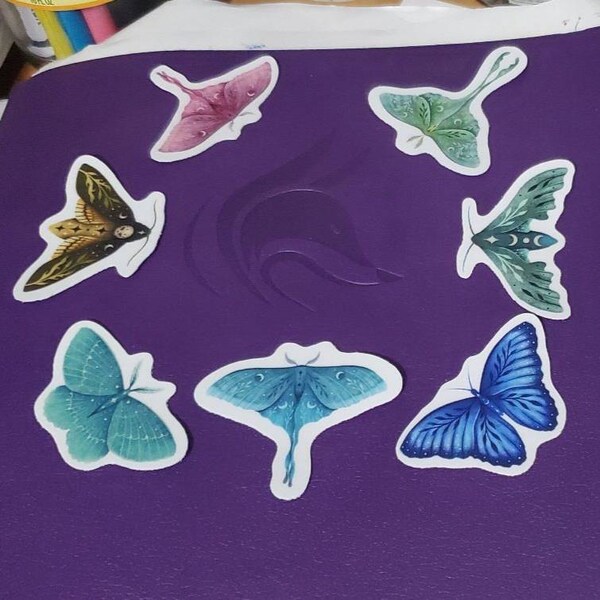 Luna Moth Die-cut Stickers, Vinyl Sticker, Nocturnal Moon Moth Sticker ...