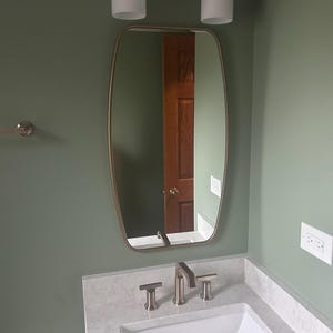 Rose Gold Tinted Asymmetrical Wall Mirror Aesthetic Pink Tinted Home Mirror