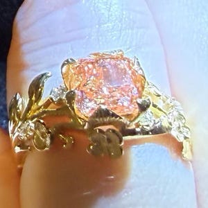Flower Engagement Ring, Cherry Blossom Engagement Ring, Zircon
