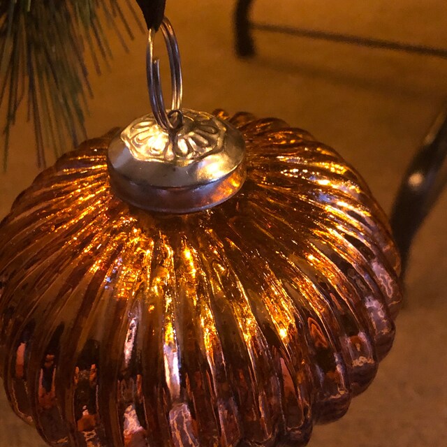 16 Boules De Noël CASA En Verre Cuivre Orangé - 7 Cm - Lot Décoratif