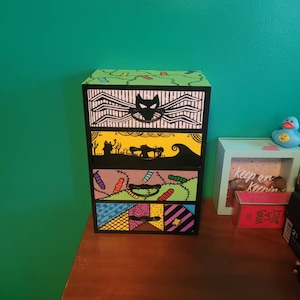 Nightmare Before Christmas Inspired SMALL Wooden Chest With Drawers Version  2 - Etsy