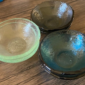 Set of Twelve Fused Glass Small Bowls. Soy Sauce Bowl. Small Dessert Bowls.  Minimalist Tableware