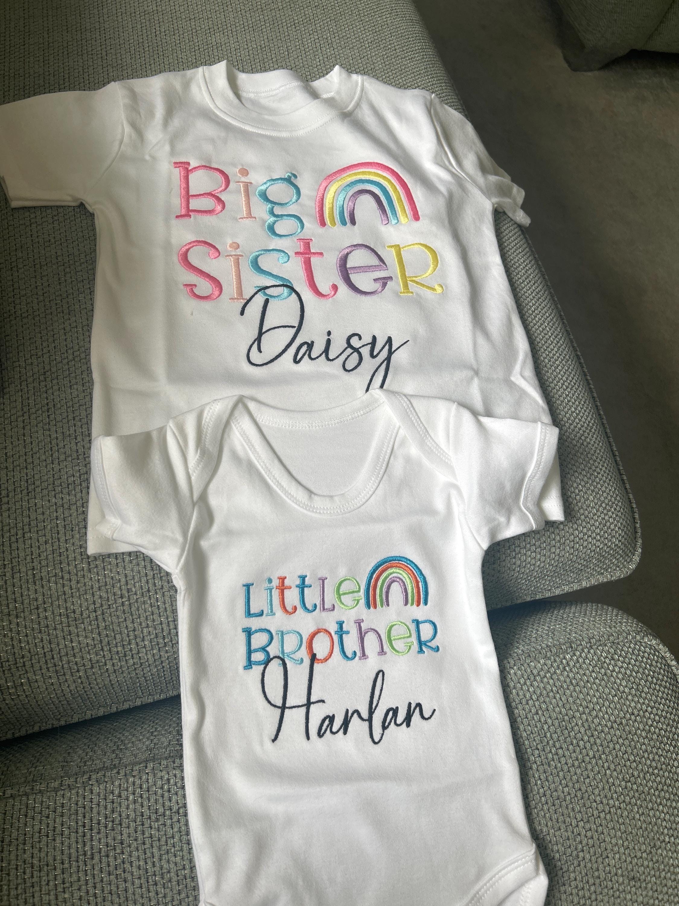Personalised Matching Sibling Set, Sibling Matching Rainbow Set, Matching Unisex Rainbow Set, Matching T Shirts, Big Sister T shirt