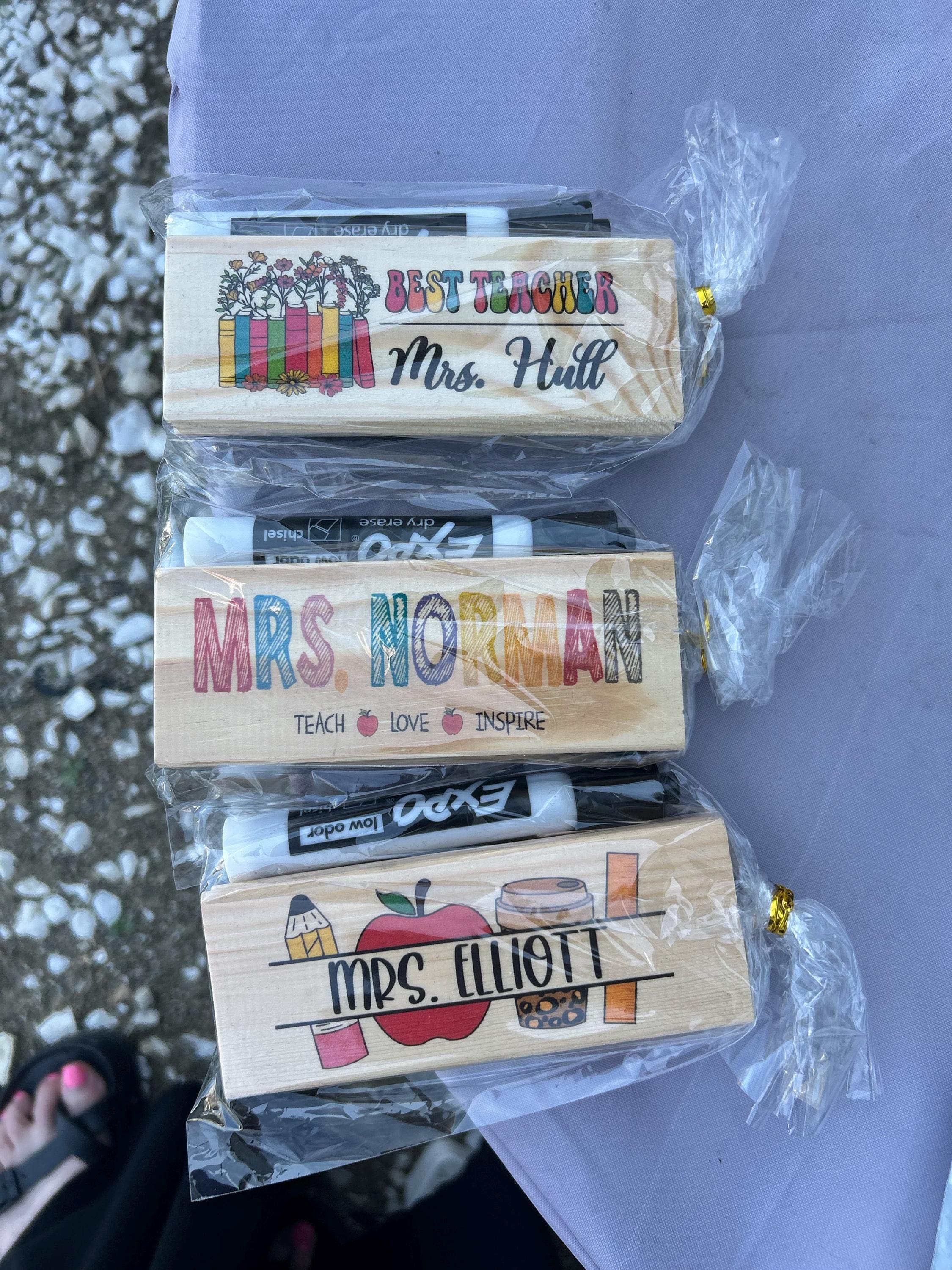 Personalized Teacher Whiteboard Eraser, Custom Teacher Appreciation Gifts, Chalkboard Eraser with Marker, Preschool Teacher Name gifts