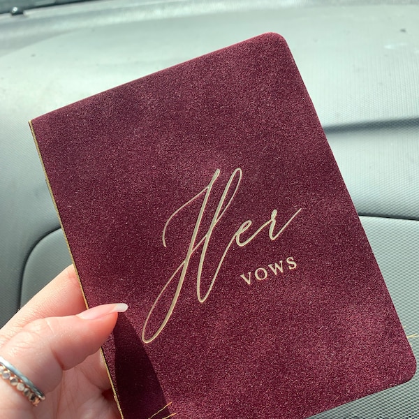 Wine Velvet Vow Books With Gold or Silver Foil for