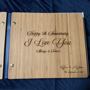 5th Anniversary Album, Wedding Anniversary Journal, Bamboo