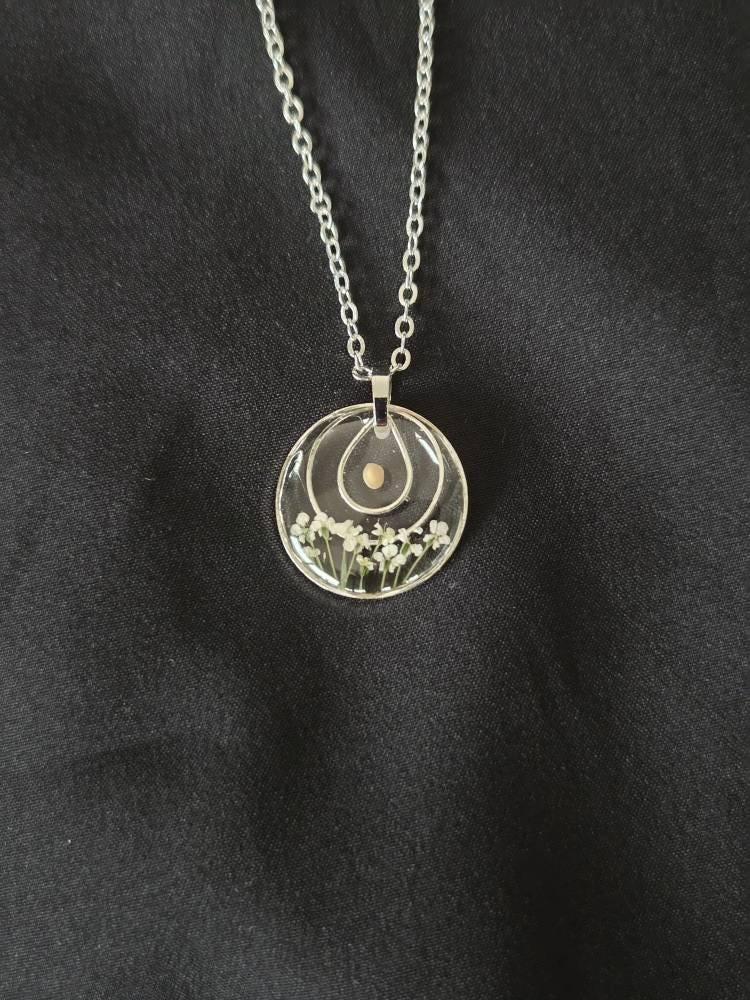 Mustard seed necklace, Mustard seed jewelry, faith necklace, inspirational gift, Christian jewelry, Matthew 17:20, real pressed flowers