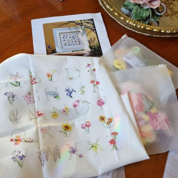 Floral Alphabet Silk Ribbon Embroidery Kit: Beginner DIY (tutorial ...
