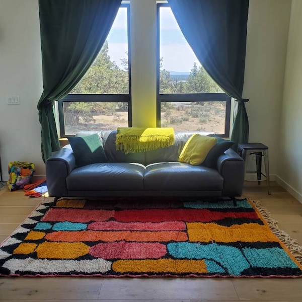 Grand Tapis Marocain Berbère En Laine 5x8.5 Ft – Tissé Main – Style Boho Chic