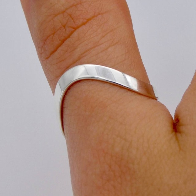 Sovats Curved Thumb Ring For Women - 925 Sterling Silver Rhodium Plated Minimalist Stackable Band
