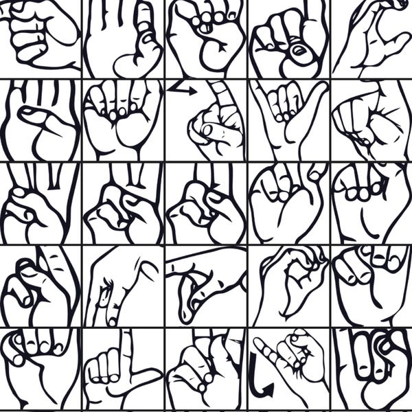 Hand Sign Letter Rdt American Sign Language Alphabet Font SVG, PNG, Hand Gesture Font, ASL ...