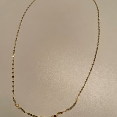14K Gold Glitter Chain Necklace, Flat Link Chain Gold Necklace, Sparkle ...