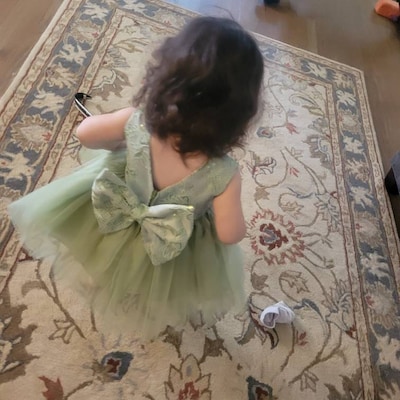 Cute Square Pleated Knee-Length Girl's Dress with Bow Royal Blue main image 0